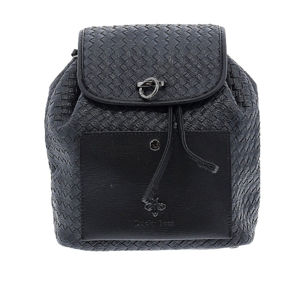 Lucky Bees Quilted Black Backpack